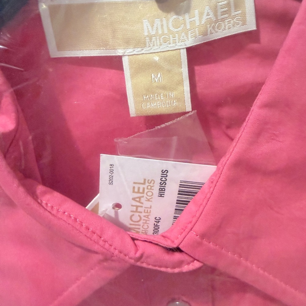 Michael Kors Bright Pink Sleeveless Shirt Dress - Picture 4 of 5